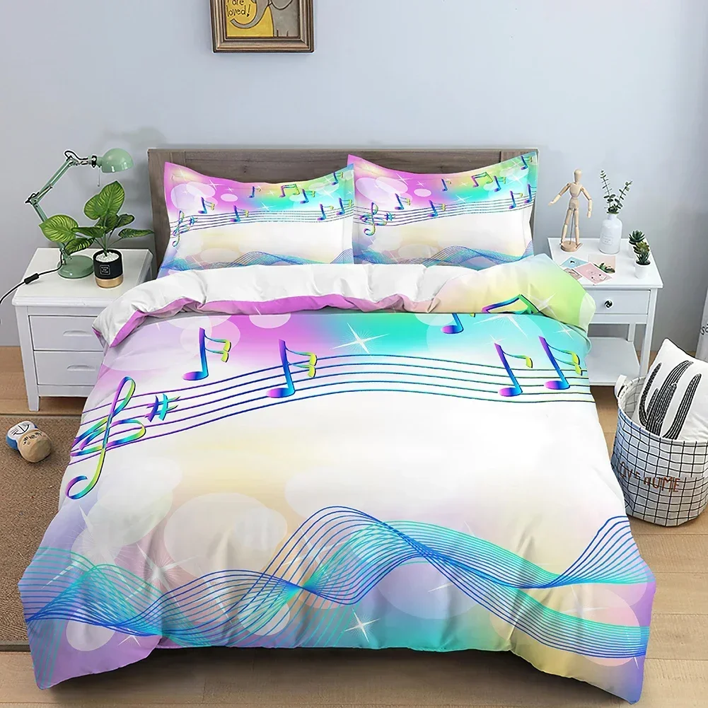 

Musical Note Music Theme Comfortable Duvet Quilt Cover Pillowcase Bedding Set Children Bedroom Decoration Home Textile