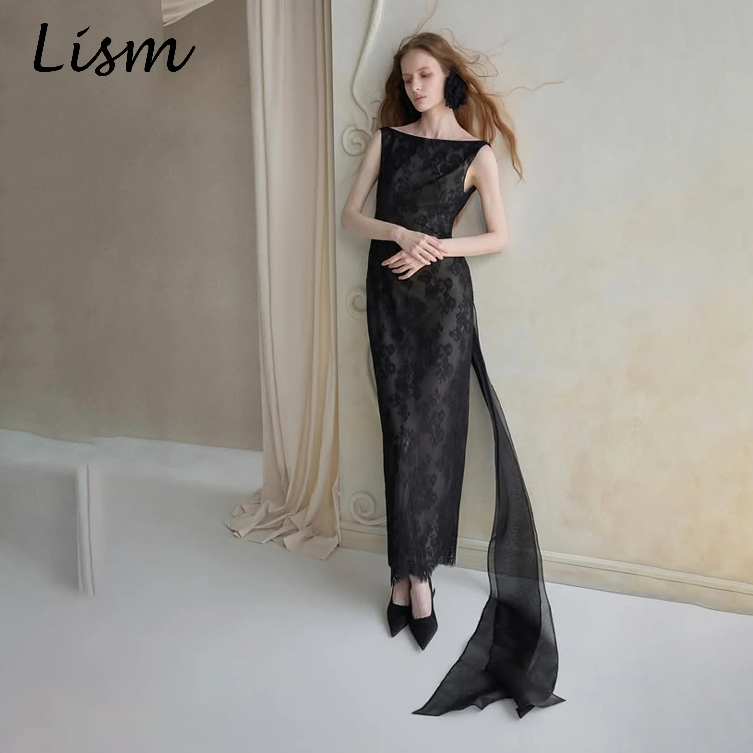 Lism Exquisite One Line Collar A-line Ankle-Length Backless Lace Sleeveless Vestidos De Novia Vestidos Novias Boda 2026 Customiz