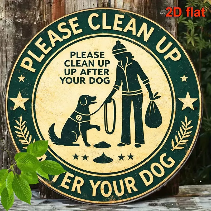 2D Flat, 1pc 2D Printed Round Wooden Sign, Vintage 