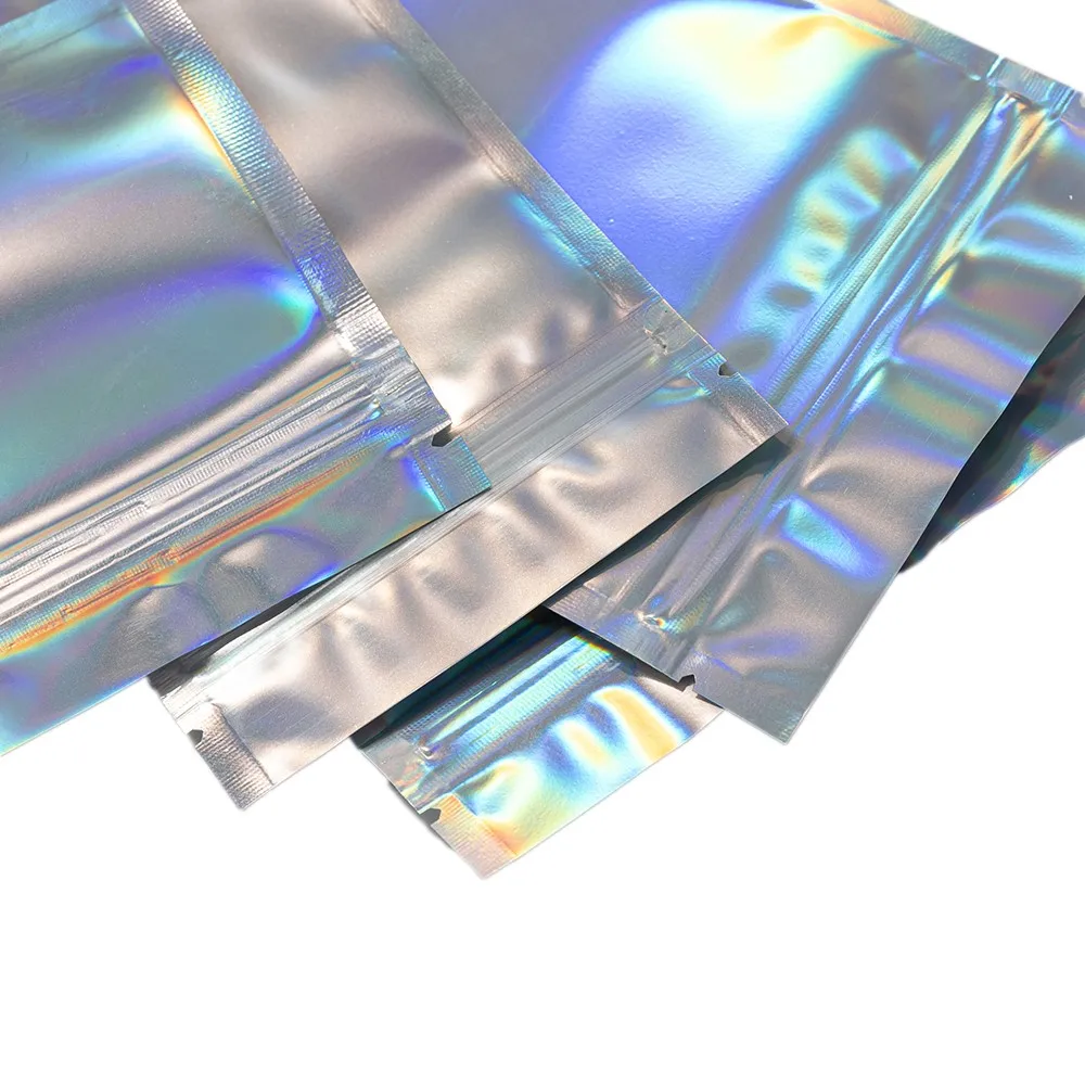 10Pcs/Lot Self-Sealing Laser Transparent Holographic Packaging Cosmetic Bag Gift Jewelry Pouch Display With Foil Zip Lock Bags