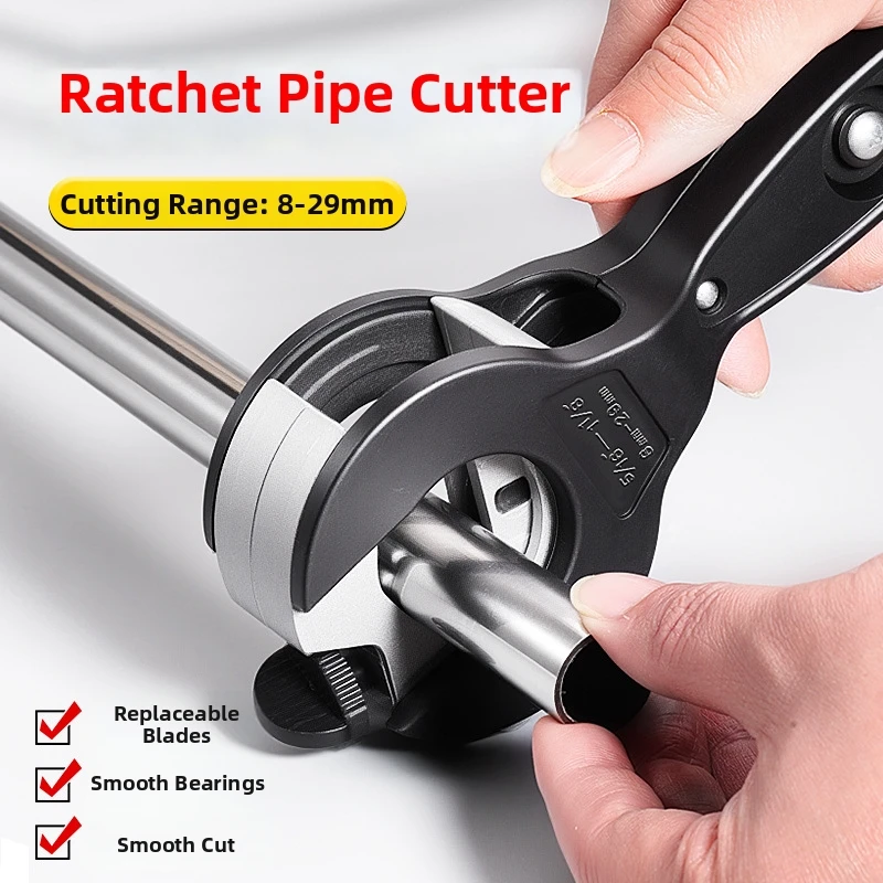 PVC Pipe Cutter Ratchet Tube Cutter Replaceable Blade PPR Water Pipe Cutting Tool Heavy Duty Bearing Pipe Cutter