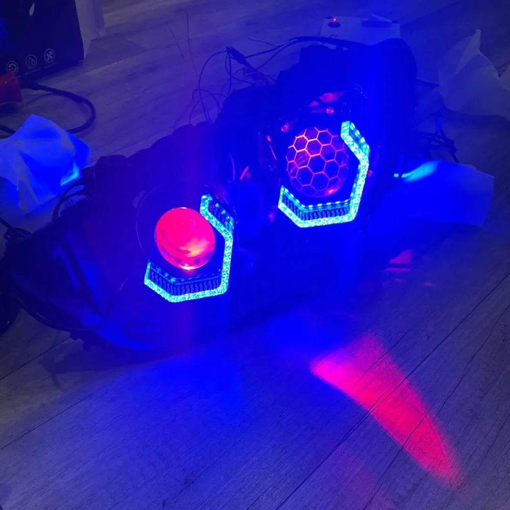 2PCS 2.5-3 Inch RGB Car LED Angel Eye Personalized 5D Lighting Modification Front face+Dazzling Lights+Intelligent APP Control.