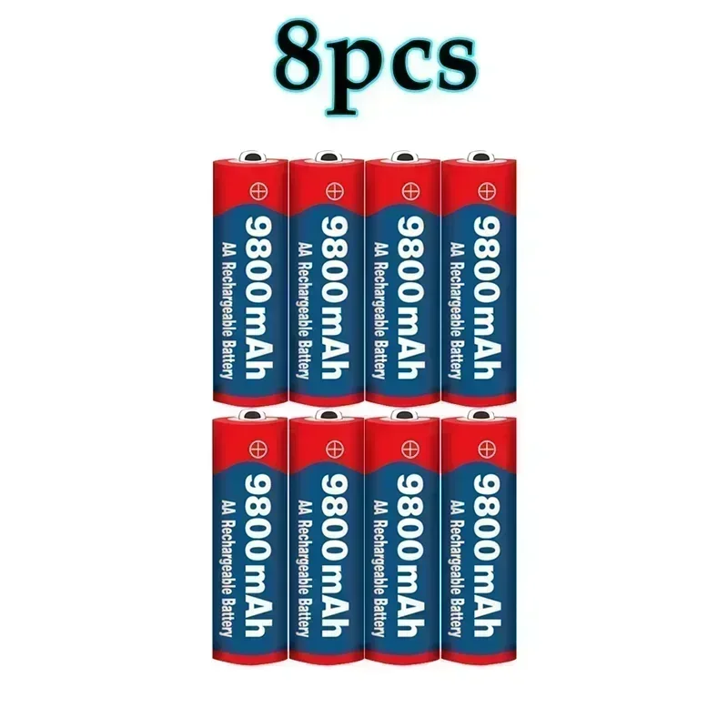 2024 new 1.5V AA 9800mAh+1.5V AAA 8800mAh alkaline 1.5V rechargeable battery, suitable for clock toys and camera batteries