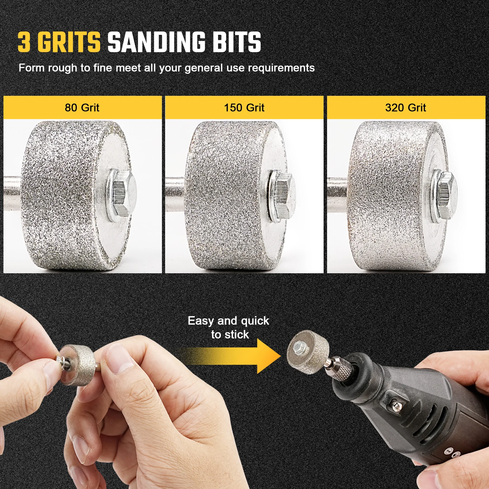 Roda Gerinda Berlian Mini Alat Putar Dremel Kepala Gerinda Roda Pemoles untuk Penghilangan Karat & Penghilangan Serpihan Logam 80 150 320 Grit