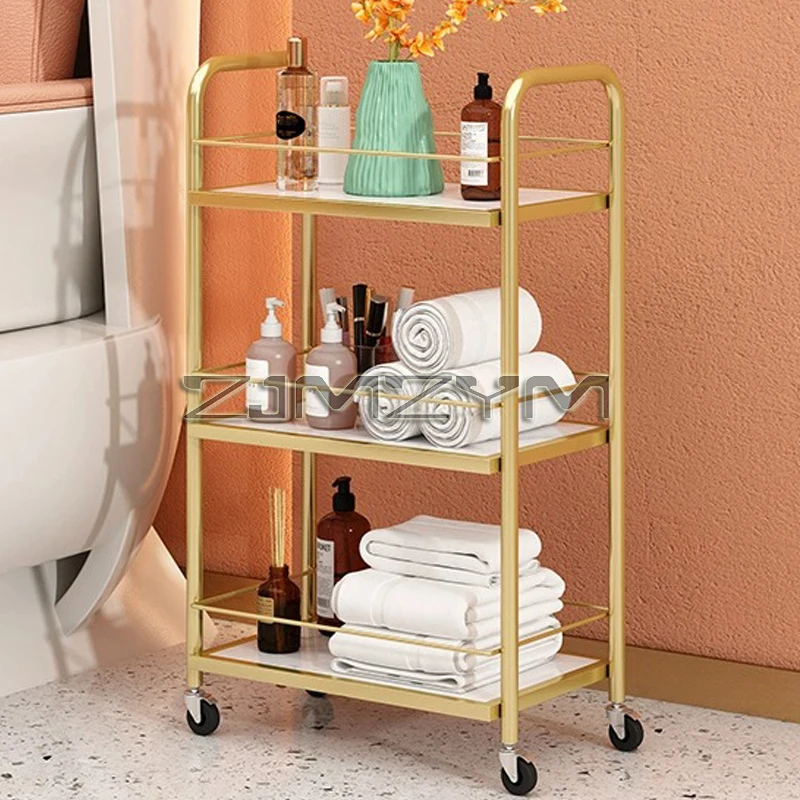 Simple Iron Art Salon Trolleys Beauty Spa Multi-layer Tool Trolley Modern Salon Furniture Home Snack Storage Rack Nail Cart