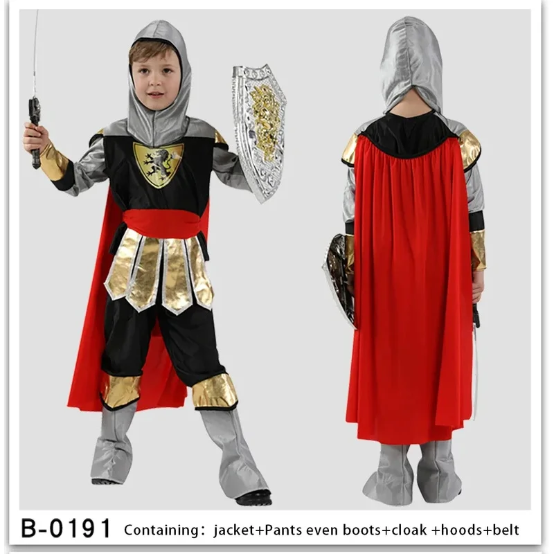 Kids Roman Knight Warrior Role Playing Costumes Cosplay Children's Soldier Warrior Gladiator Halloween Party No Weapon