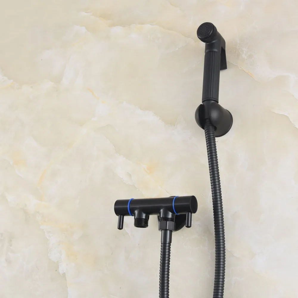 

Black Brass Wall Mounted Bathroom Sink Faucet /Garden Water Tap / Hand Held Shower Head / Shower Hose / shower Bracket mav526