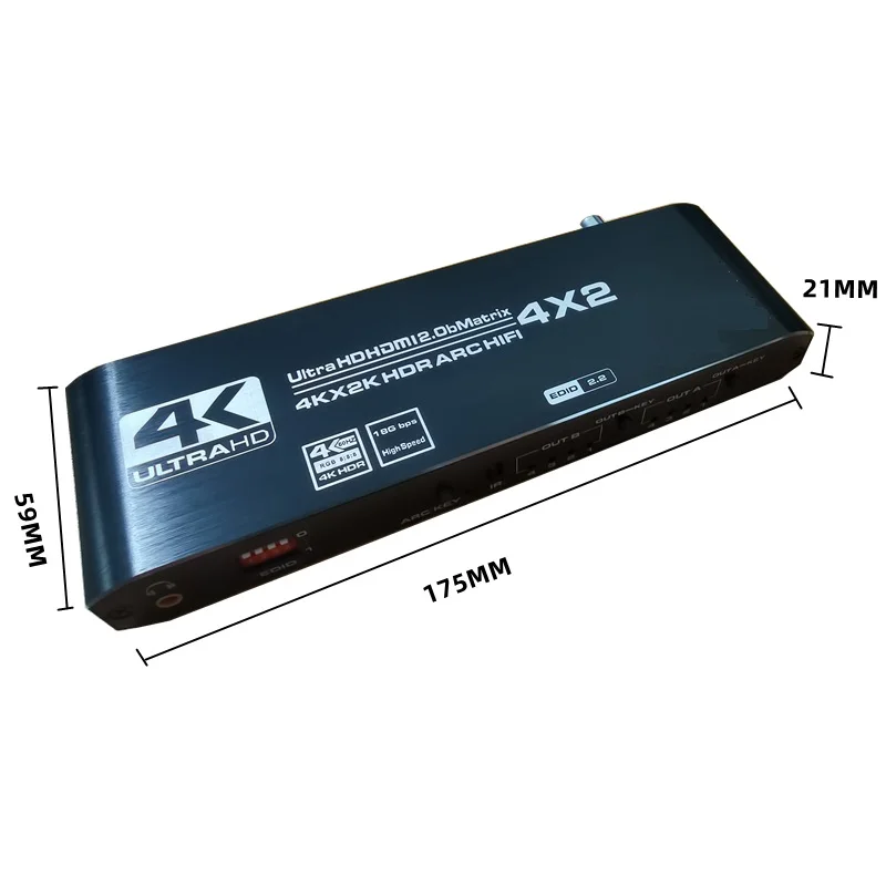 Zgodny z HDMI rozdzielacz matrycowy 2.0 4x2 4K60Hz HDR UHD 18 gb/s ARC ekstraktor audio SPDIF koncentryczny 3.5mm EDID HDCP2.2