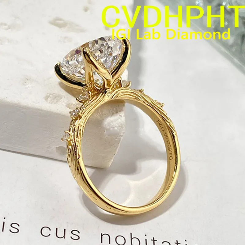 

Au375 Твердое желтое золото 9 карат, выращенное в лаборатории кольцо с бриллиантом IGI Овальная огранка D VS1 Свадебное обручальное кольцо