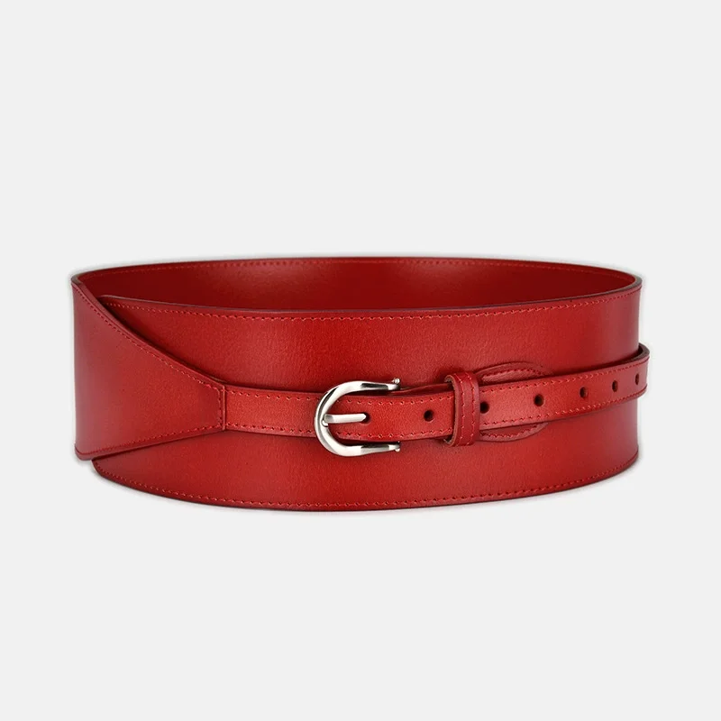 Moda feminina vintage couro genuíno espartilho feminino cummerbund casaco cintura vestido decration cinto largo j1107