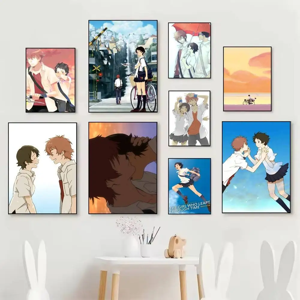 Movie Anime The Girl Who Leapt T-Through Time Posters Self Adhesive Waterproof Ideal For Living Room Bedroom Bar Decoration