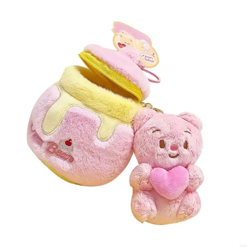 090B Butter Bear Schoolbag Pendant Keychain Large Bear Funny Sweet Bear Cartoon Charm for Boys Girls Vending Machine