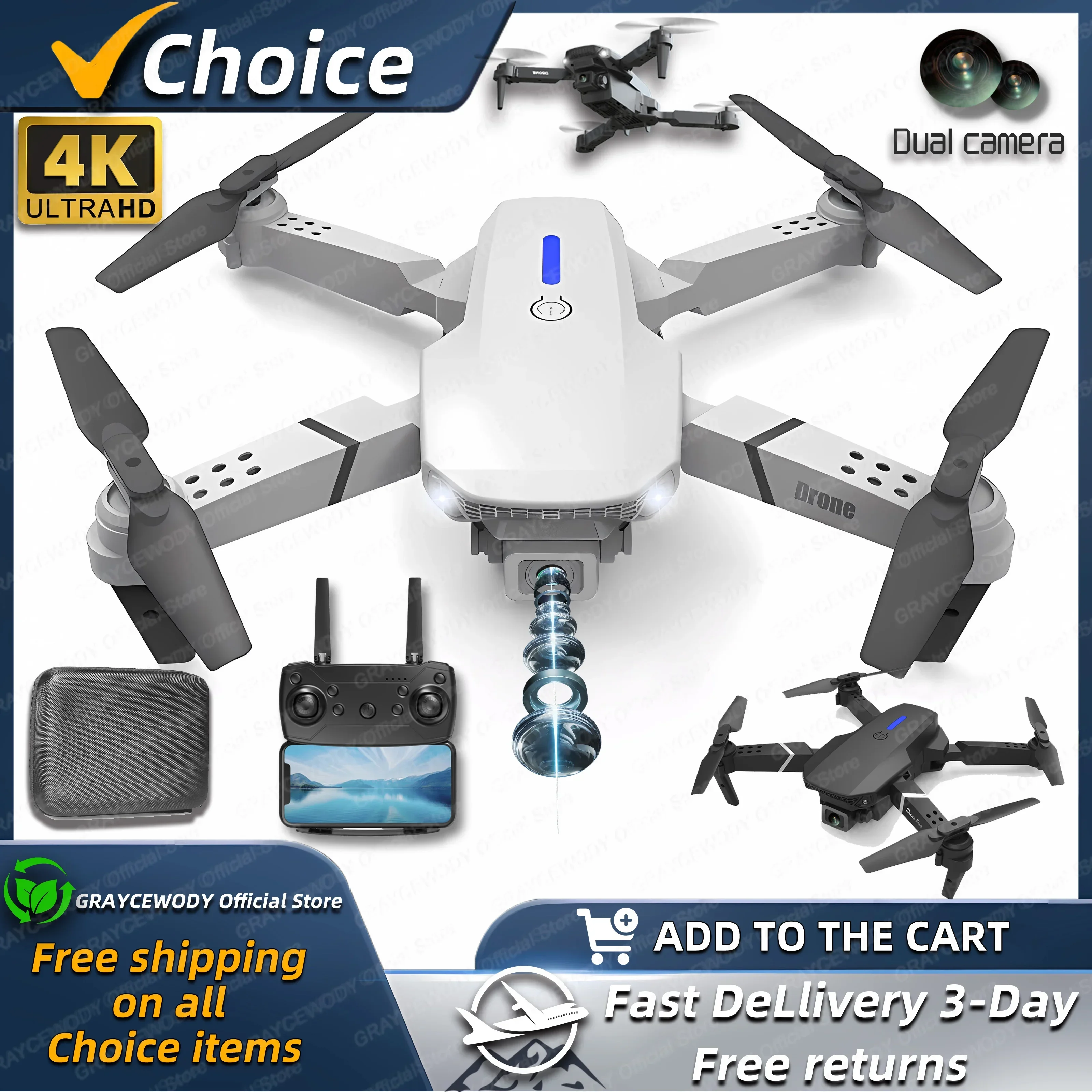 New E88Pro RC Drone 4K Professinal With 1080P Wide Angle HD Camera Foldable Helicopter WIFI FPV Height Hold Gift Toy