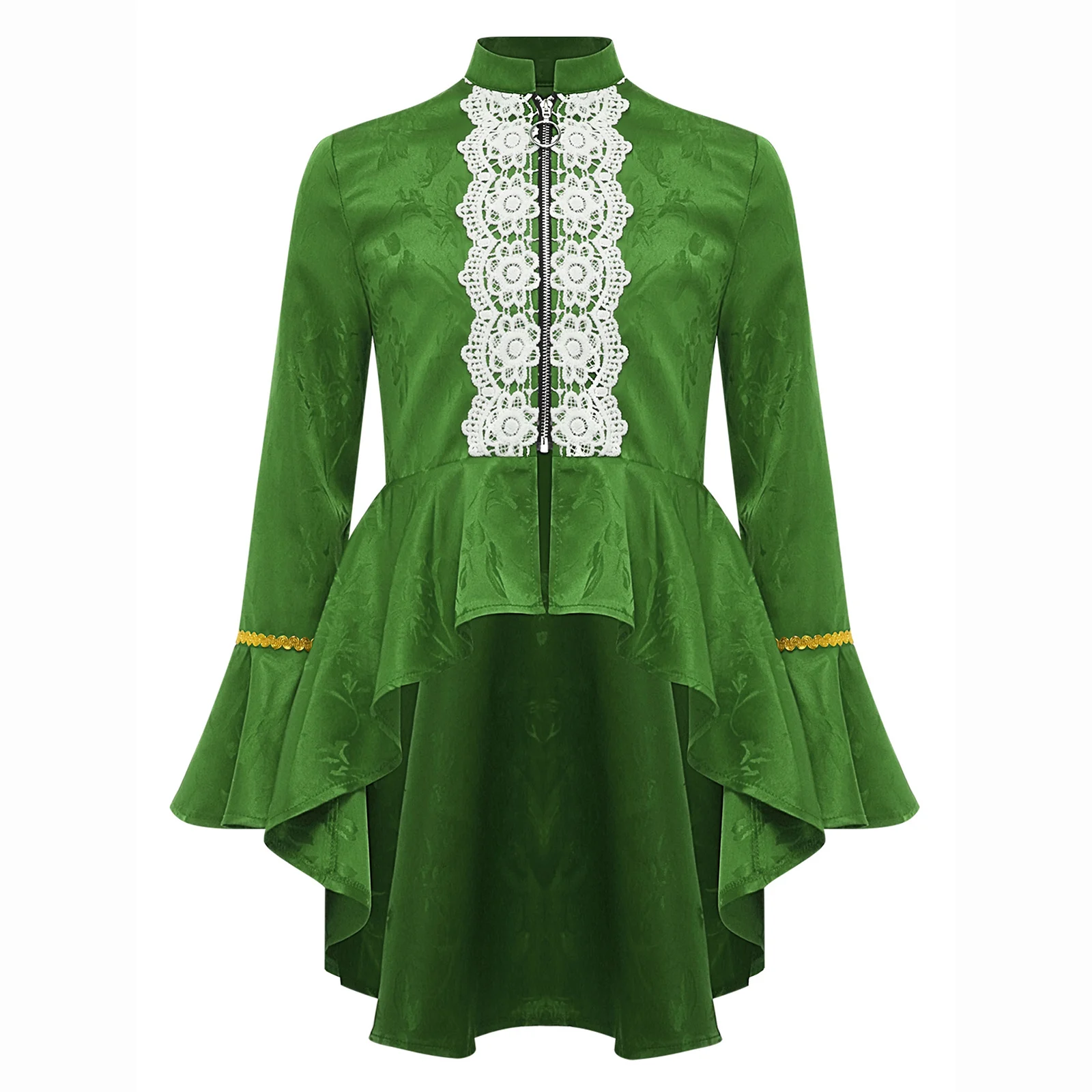 

Kids Girls Steampunk Victorian Pirate Gothic Tailcoat Halloween Medieval Renaissance Cosplay Costume Lace Flounce Tuxedo Jacket