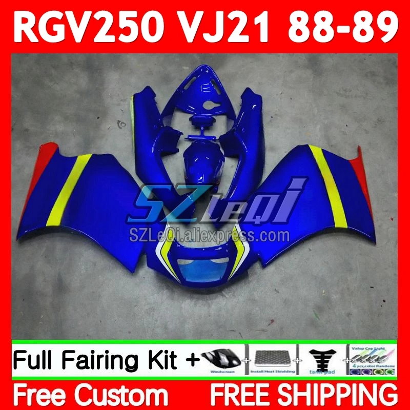 Body For SUZUKI RGV250 SAPC VJ21 VJ 21 Bodywork 66No.13 RGVT-250 RGV 250 CC RGV-250 Stock blue 88 89 RGVT250 1988 1989 Fairing