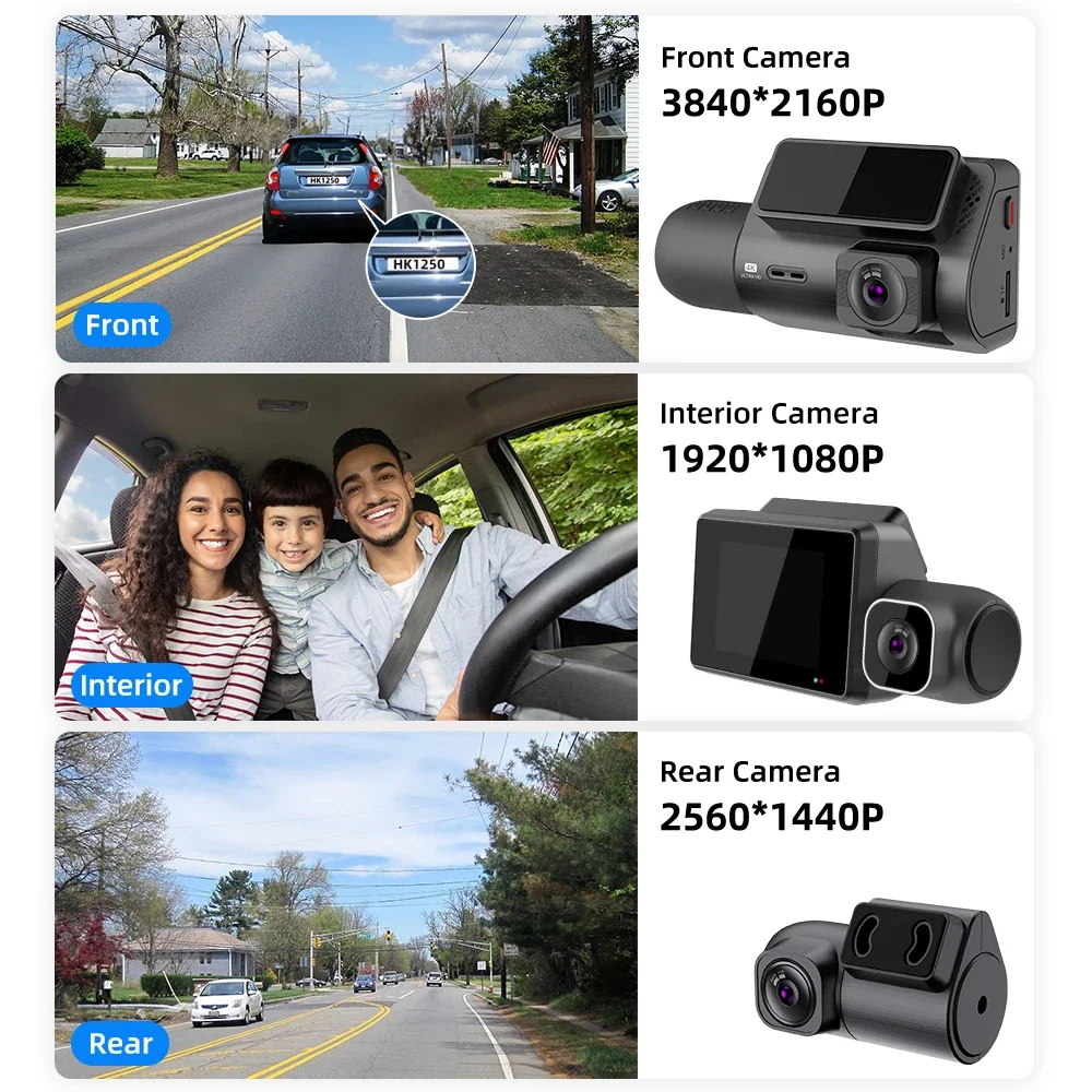 4K + 2K داش كام M700A/M700B كاميرا سيارة داشكام مسجل DVR كاميرا خلفية للرؤية الليلية حلقة تسجيل واي فاي لتحديد المواقع 24H ركن السيارة