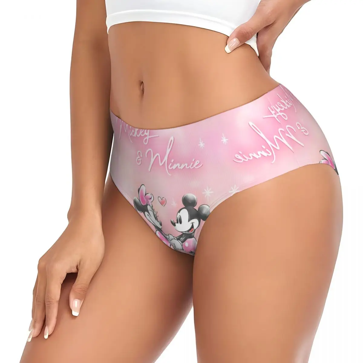 Custom Womens Cartoon Minnie Brief Panties Female Soft Comic Underwear Underpants