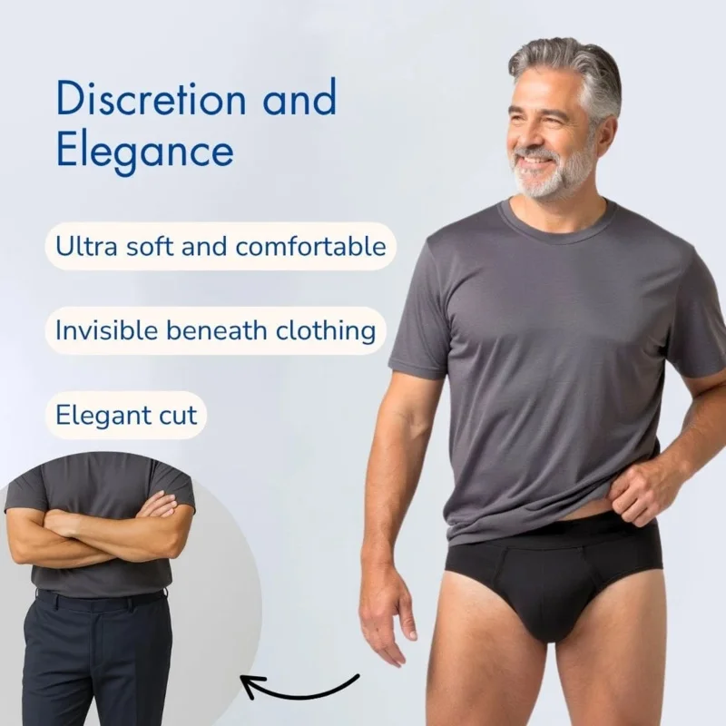 

Men's Urinary Incontinence Briefs Underwear Leak Protection Comfort Built In Cotton Pad Incontinence Underwear