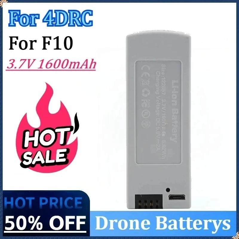

Upgraded High Quality Drone Battery 3.7V 1600mAh for 4DRC for F10 Spare Battery RC Quadcopter Replacement Accessories Parts