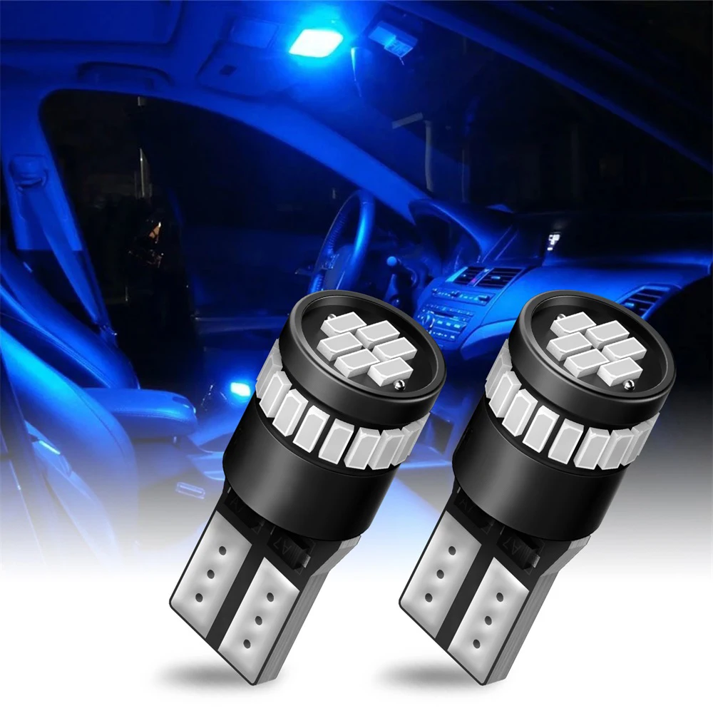 10/2X AUXITO 24H T10 W5W LED Blue Canbus Clearance Position License Plate Interior Lamp For Toyota Kia Hyundai Ford VW BMW AUDI