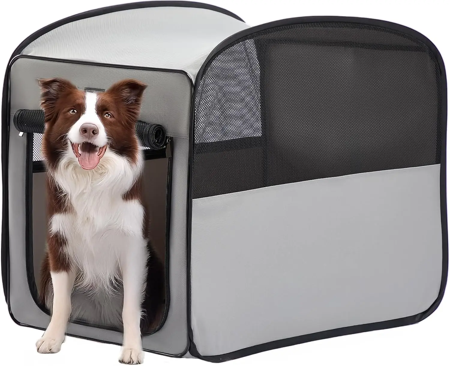 

Portable Pop-Up Dog Crate for Medium Large Dogs, Waterproof Soft Kennel Indoor Outdoor Travel Carrier, Lightweight Grey