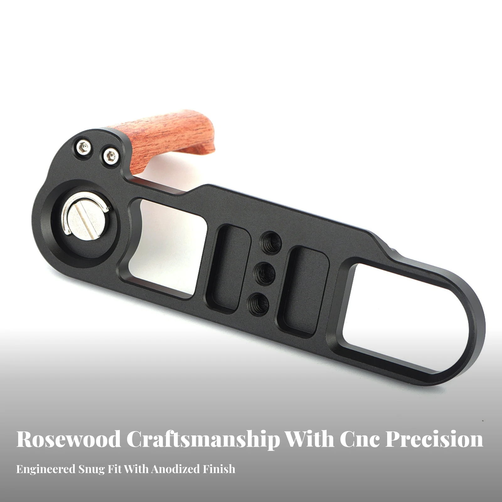 Camera Handgrip with Wooden Grip Lightweight Camera Base Plate with Handgrip Accessory Compact Low-Profile