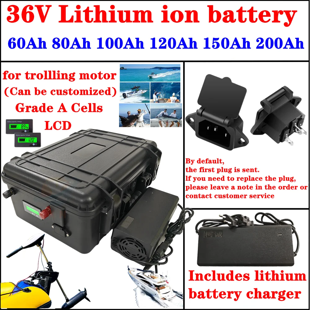 36V 60Ah 80Ah 100Ah 110Ah 120Ah 130Ah 150Ah 200Ah Lithium Li Ion Battery For Trolling Motor Propeller Fishing Boat