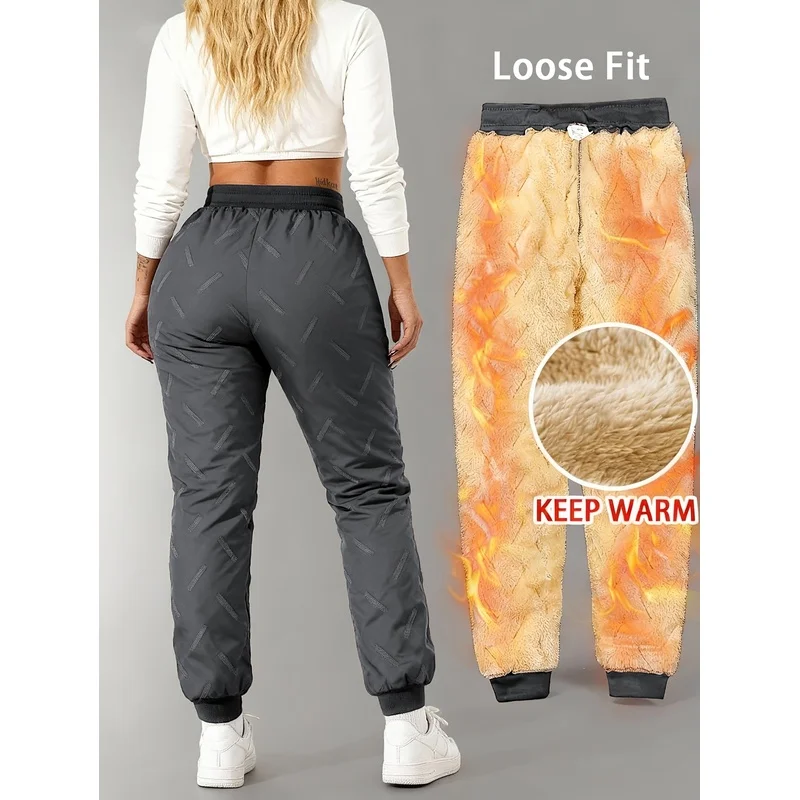 Women's Fleece Ultrasonic Pants With Zipper Pockets Warm Casual Pants For Men Men's Clothing Winter Sports Man Thermal Clothes