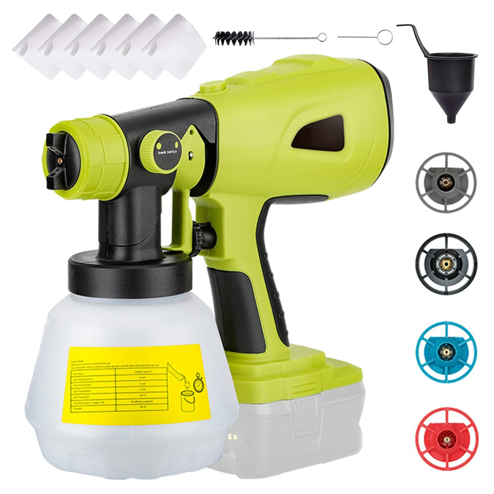 Cordless Paint Sprayer Adjustable Powerful Motor Electric Spray Paint Gun With Nozzle Cordless Paint Sprayer Handheld Paint Gun