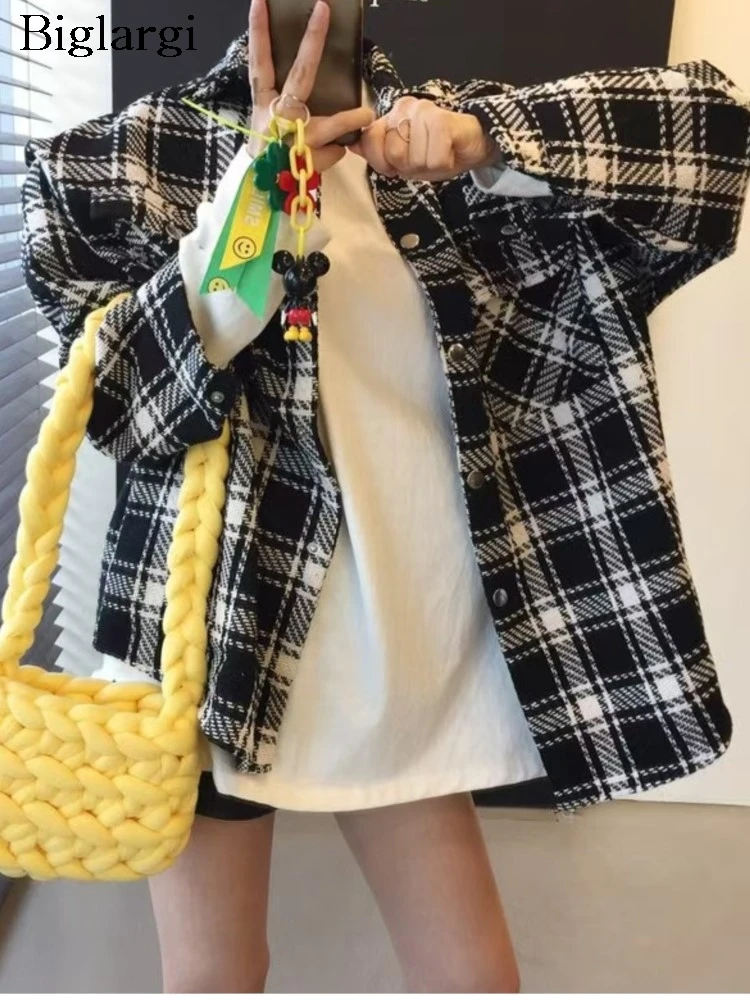 

Осенне-зимние шерстяные рубашки, пальто, женские свободные повседневные модные женские рубашки в корейском стиле, куртки, женские пальто с длинными рукавами