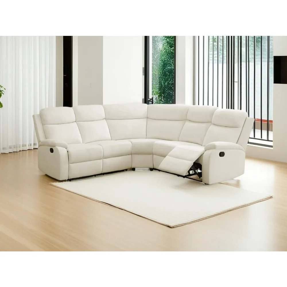 

Living Room Furniture Set,L-Shaped Sectional Sofa Fluff Fabric Recliner,Adjustable Manual Sofa Set