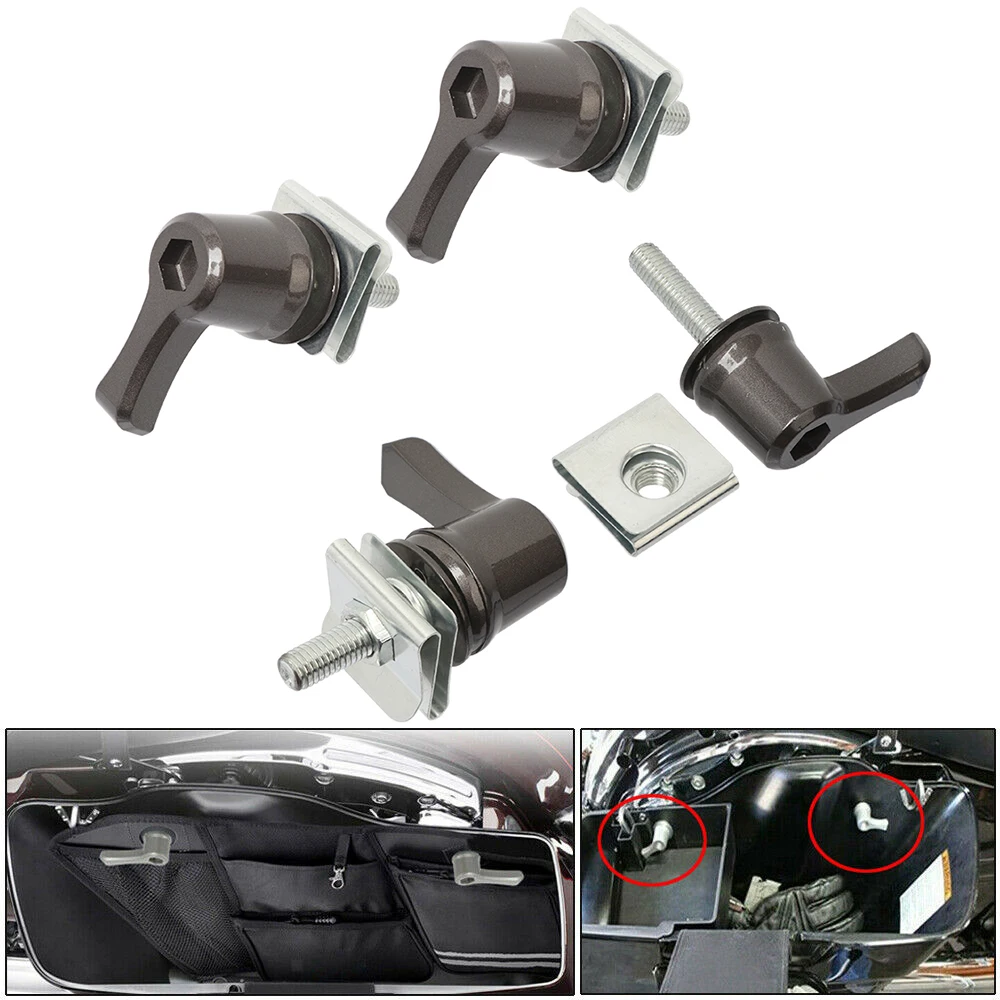 4 Stück Motorrad Universal Sattel tasche Hebel Verriegelung schrauben & Muttern Kit für Harley Touring Dyna Cvo Road Glide Breakout Deluxe