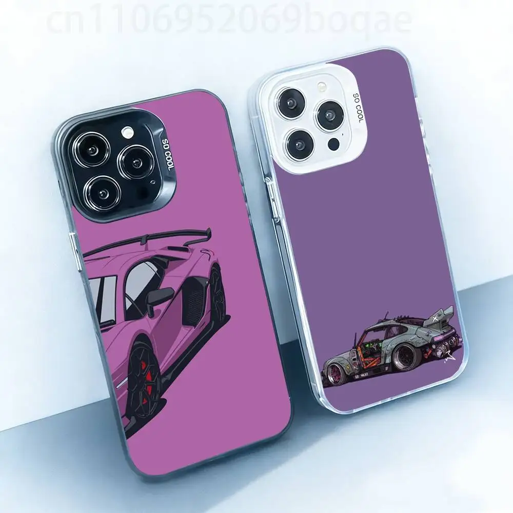 

Cartoon cool sports car White Shockproof Phone Case For iPhone 17,16,15,14,13,12,11,Pro,XS,Max,Plus,Mini,SE
