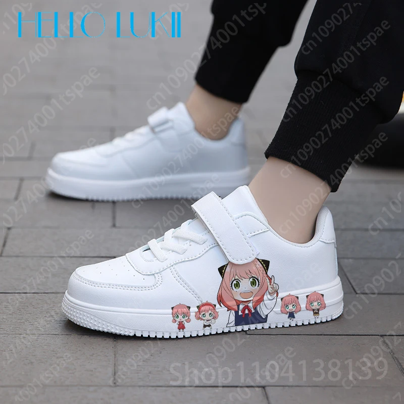 2025 حذاء أطفال أبيض جديد Spy x Family للأولاد والبنات والشباب والطالبات حذاء كاجوال مريح أبيض مقاوم للاهتراء #5