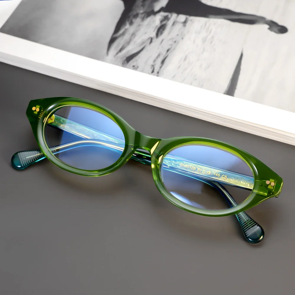

Luxury Designer Thick Acetate eyeglass frames Oval Frame for Women Men Trendy Retro Eyewear Anti Blue Light Lenses
