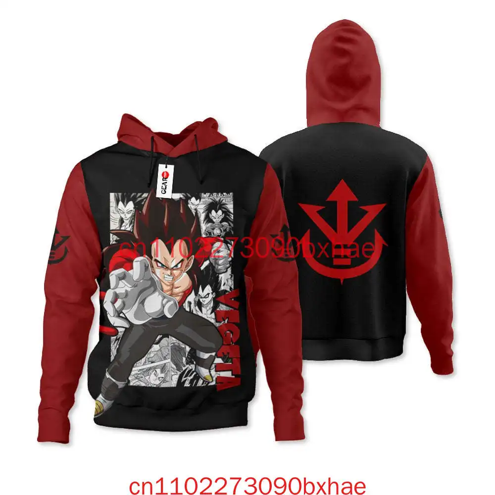 2026년 신제품 3D 프린트 일본 애니메이션 드래곤볼 남녀 공용 후드티 베지터 블루 코스프레 의상 후드티