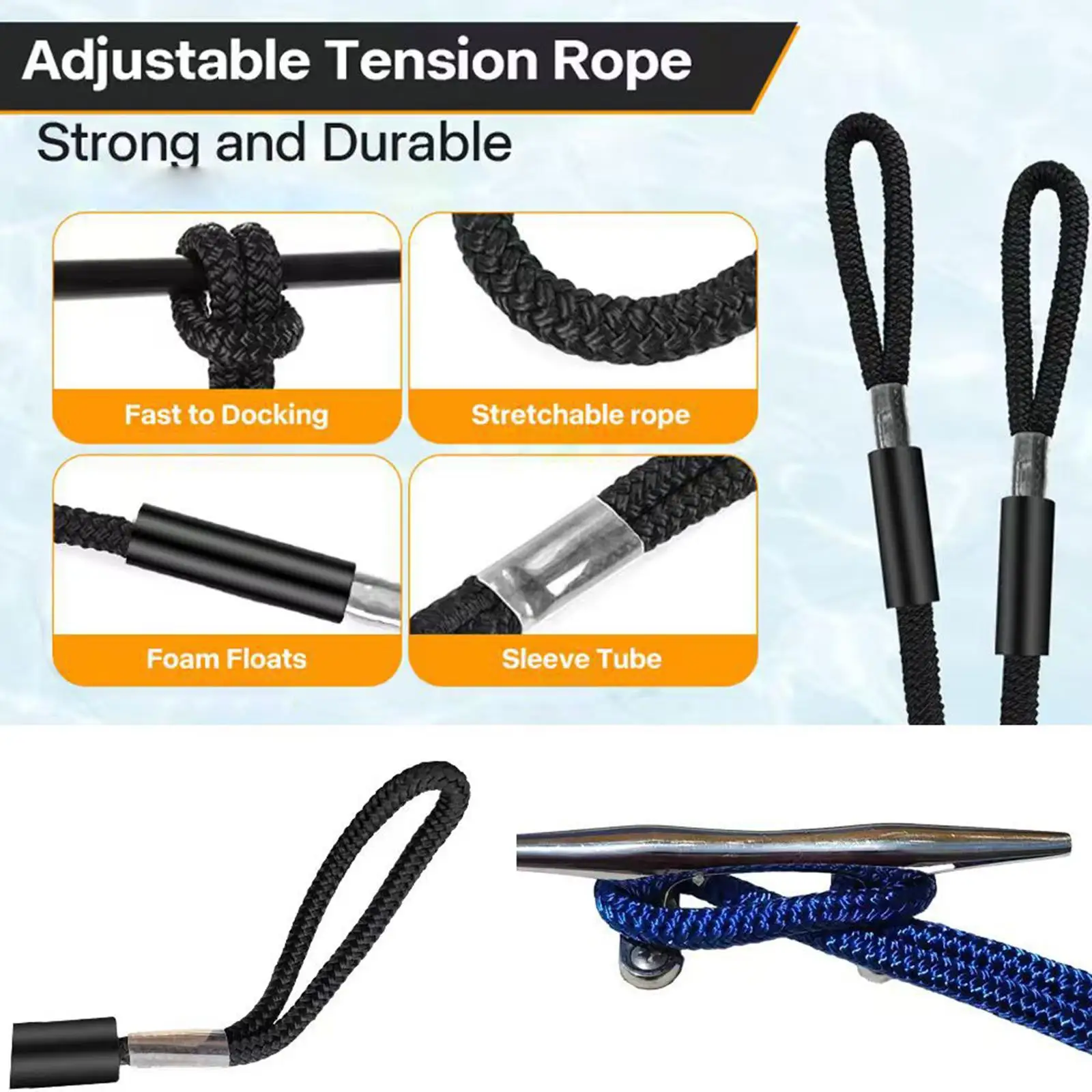

Portable Boat Rope Nylon Dock Line Marine Grade Durable Mooring Rope for Anchored Boats