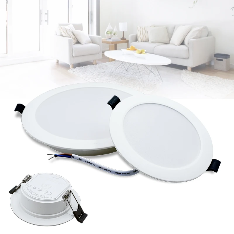1-2pcs Recessed LED Downlight Round Ceiling Lamp 5W 24W AC 185-265V Cold White High Brightness Indoor Lighting For Home Office