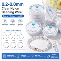 0.2-0.8mm Clear Nylon Beading Wire Jewelry String Cord for DIY Bracelet Necklace Jewelry Making Strong Beading Thread 8-100m/Rol