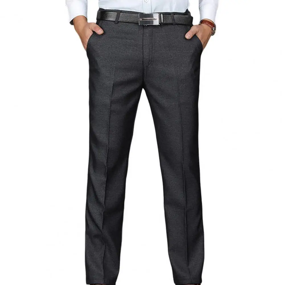 Formal Casual Trousers Ankle Length Work Pants 3D Cutting Full Length Casual Male Straight Leg Pants  Workwear