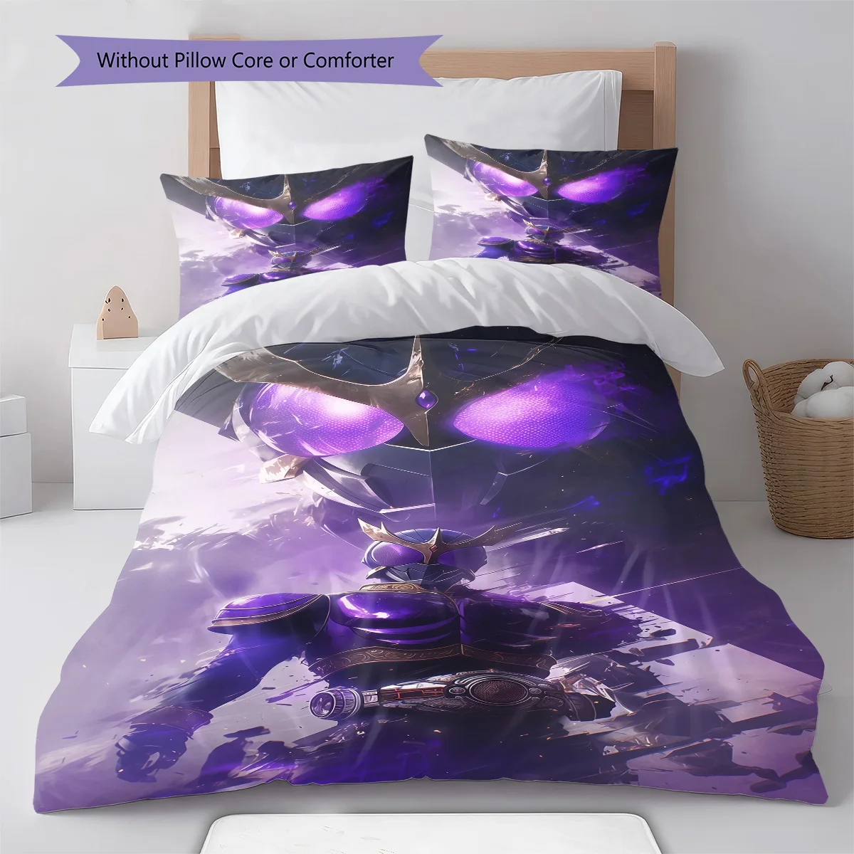 Kamen Rider Hero Pose Bedding Set Anime Duvet Cover Polyester Soft Comforter Bedroom Set -QJY