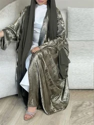 Abaya-Robe de luxe en satin pour femmes, kimono, dubaï, chauve-souris, caftan musulman, Kebaya, 2024