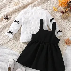 Bebek için uzun kollu etek ve rahat, beyaz, siyah, sevimli, rahat, tatlı, yeni stil ilkbahar ve sonbahar, 2 parça Satış çubuğu kolyesinde ilk 10-siyah no. 8