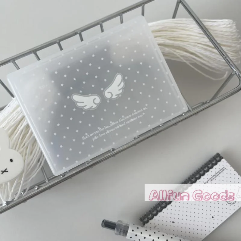 [TG835]1Pcs Frosted Casual Korean Photocard Storage Box Star Polka Dot Wings Desktop Dustproof Case For Stickers Holder
