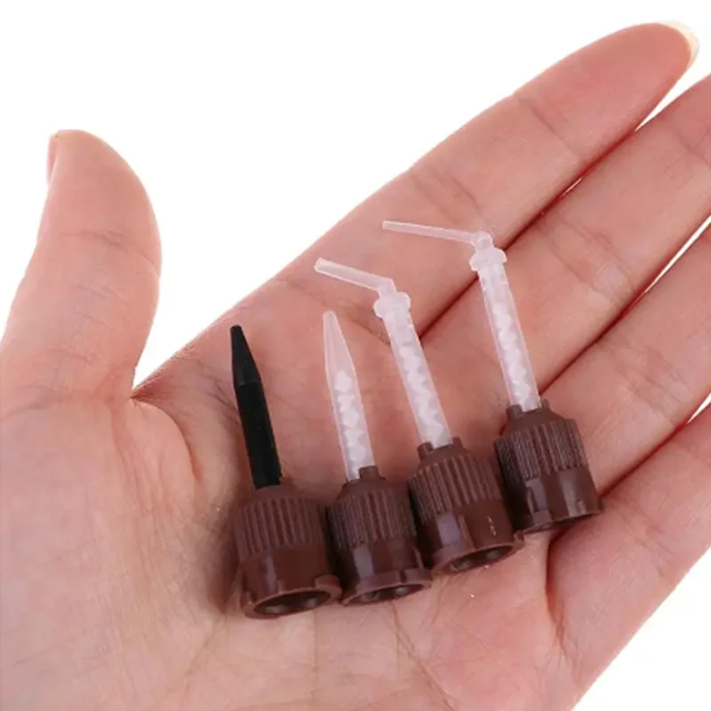 50/100 PCS Dentistry Disposable Mixing Tips Brown 1:1/4:1 Intraoral Tips Mixing Head for Light Weight Silicone Rubber Materials