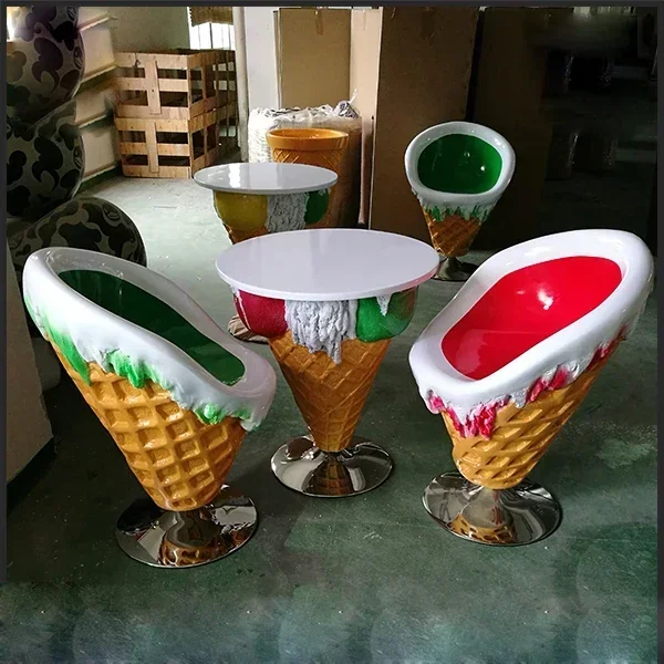 

To Ice Cream Furniture Decoration Parlor Shop Cone Chairs And Table Statues For Garden Decoration