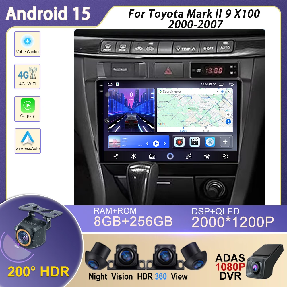 

Android Car Player For Toyota Mark II 9 X100 2000-2007 Carplay Head Unit Auto Radio GPS 4G Navigation Multimedia BT No 2din DVD