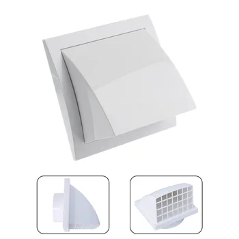 Puerto de escape de pared Exterior ABS de 100/125/150MM, inodoro a prueba de lluvia, campana extractora de cocina, salida de conducto de ventilación con válvula