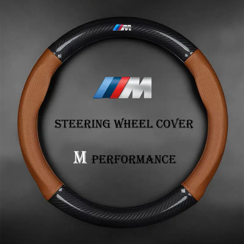 For BMW M3 M4 M5 E36 E39 E46 E60 E90 E91 F01 F10 F15 F20 F30 G05 X3 X5 X7 3 5 7 Series Car Steering Wheel Cover For BMW M Power