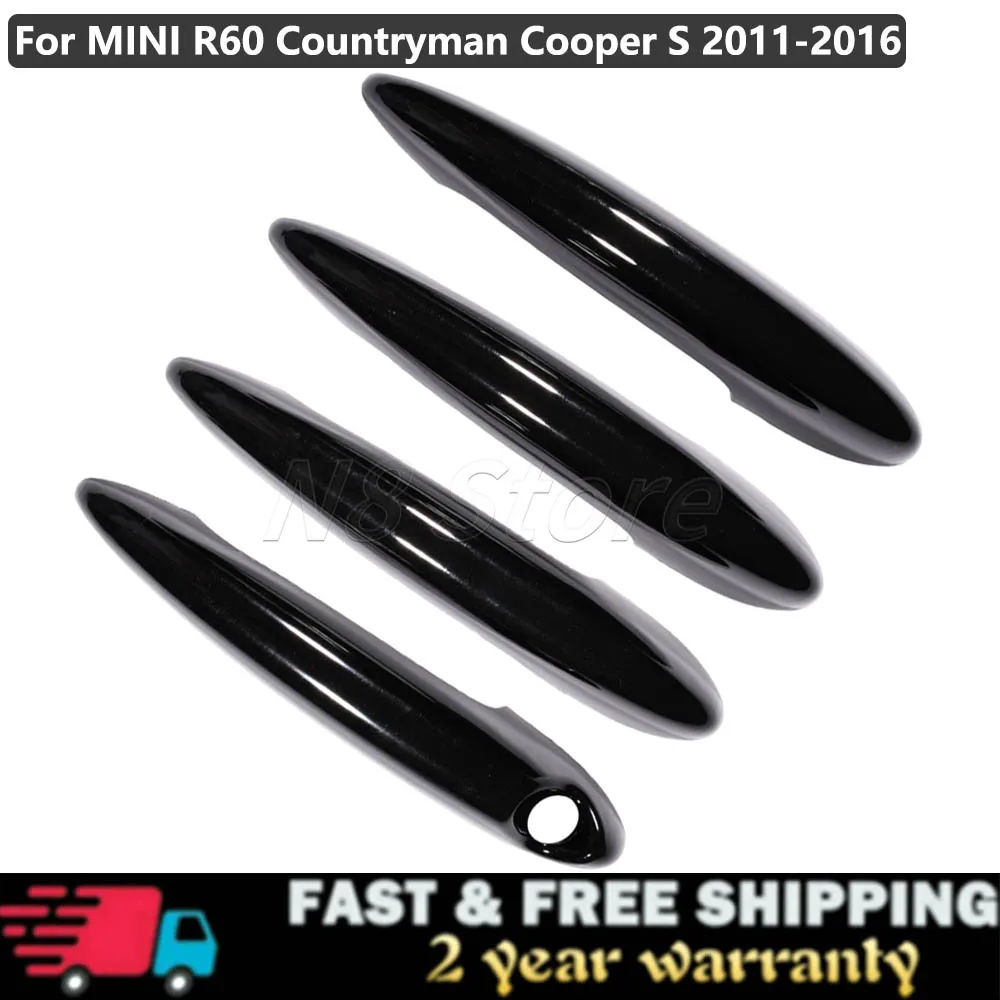 Cubierta de manija de puerta negra brillante para MINI R60 COUNTRYMAN S 2011-2016, moldura Exterior, accesorios de estilo de coche, 4 piezas